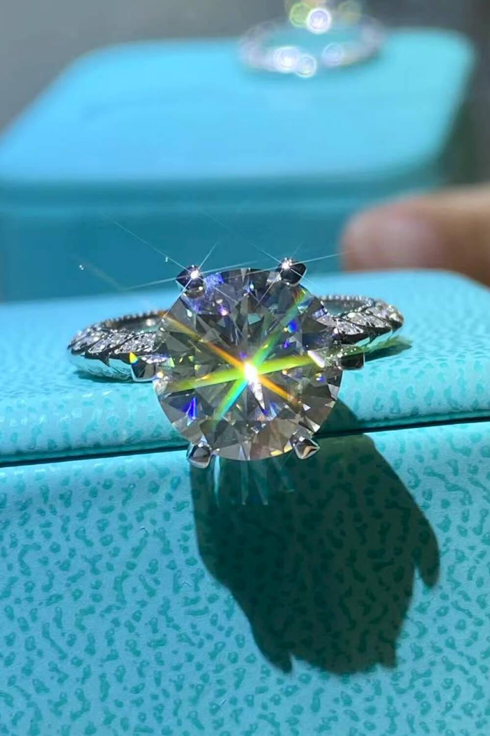 Blue Zone Planet |  Forever Love Side Stone Moissanite Ring