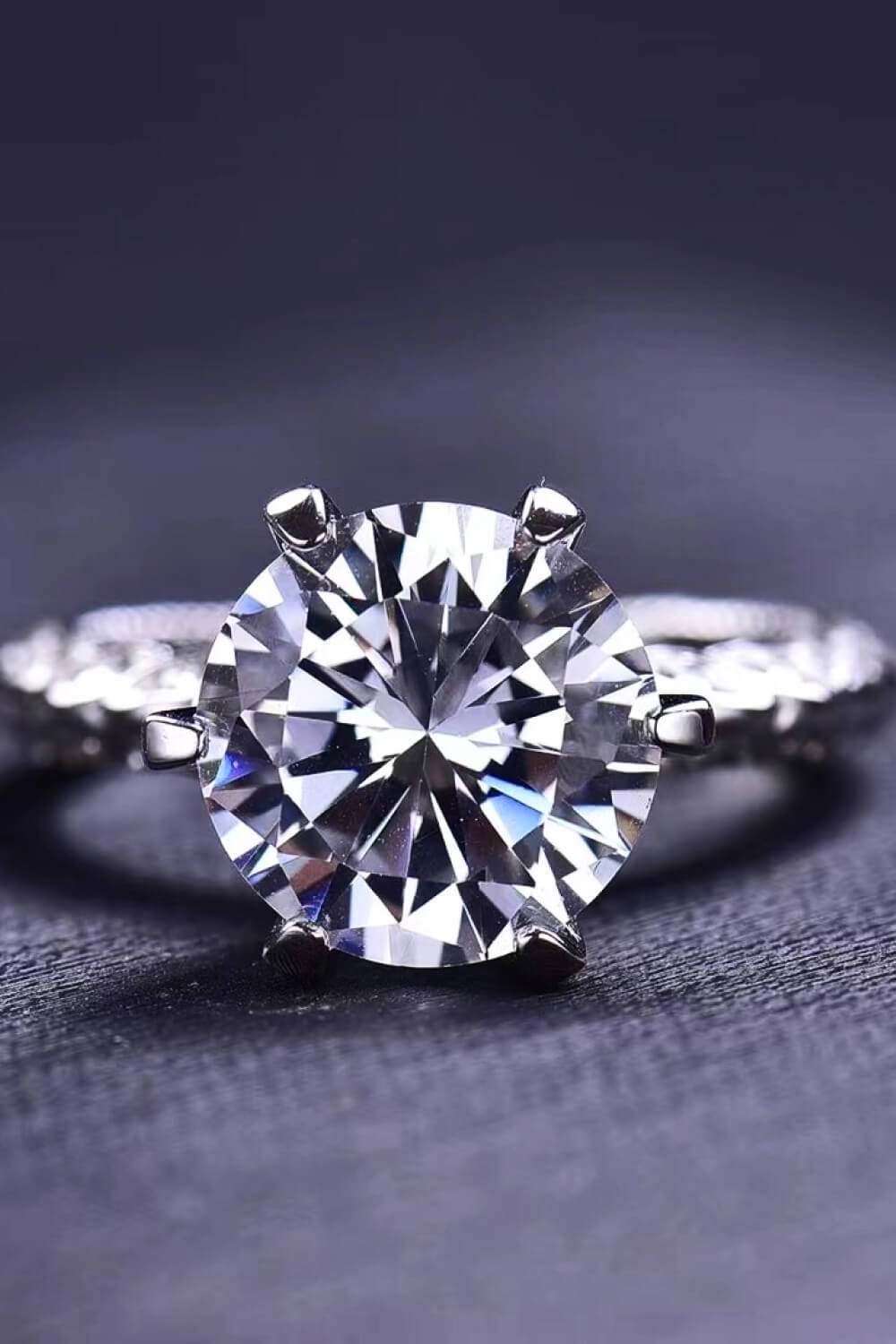Blue Zone Planet |  Forever Love Side Stone Moissanite Ring
