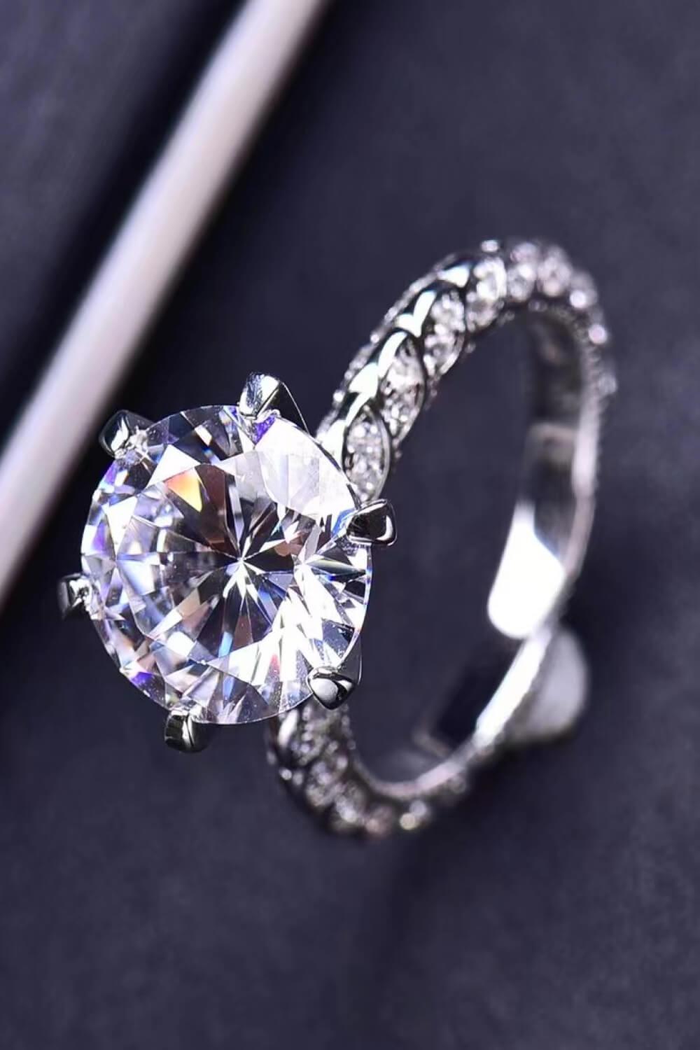 Blue Zone Planet |  Forever Love Side Stone Moissanite Ring