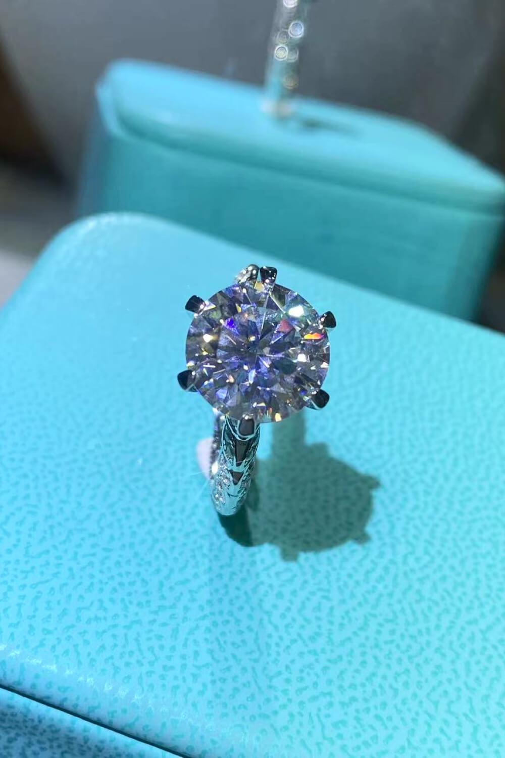 Blue Zone Planet |  Forever Love Side Stone Moissanite Ring