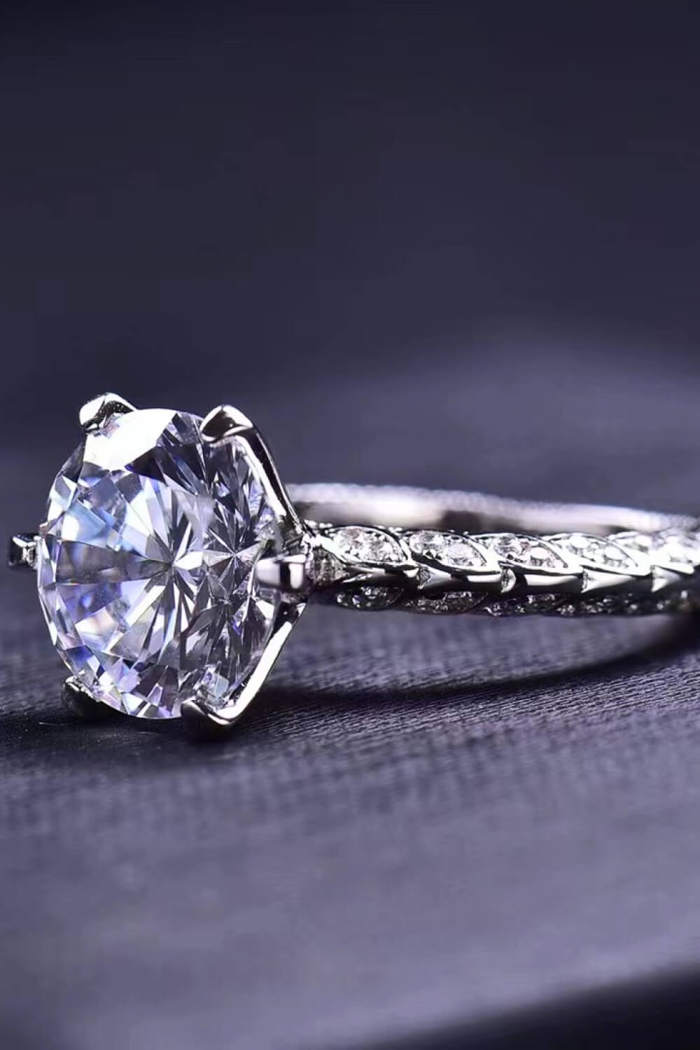 Blue Zone Planet |  Forever Love Side Stone Moissanite Ring