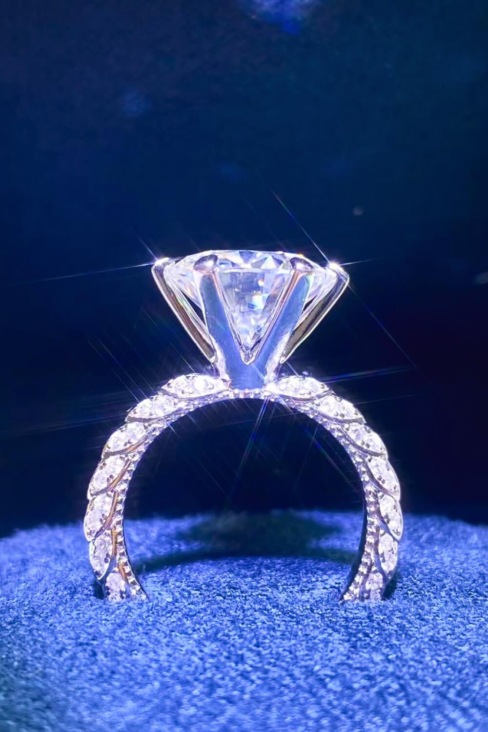 Blue Zone Planet |  Forever Love Side Stone Moissanite Ring