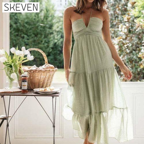 Off Shoulder Halter Long Dress Green Arm clothes dress dresses Hair Joint One-piece garment Shoulder Wedding dress