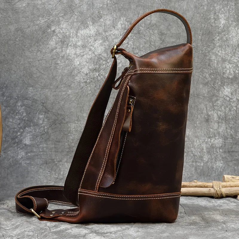 Genuine Leather Backpack Crazy Horse Leather Daypack