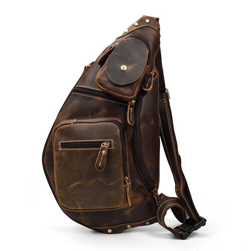 Quality Leather Mens Sling Shoulder Bag for Travel