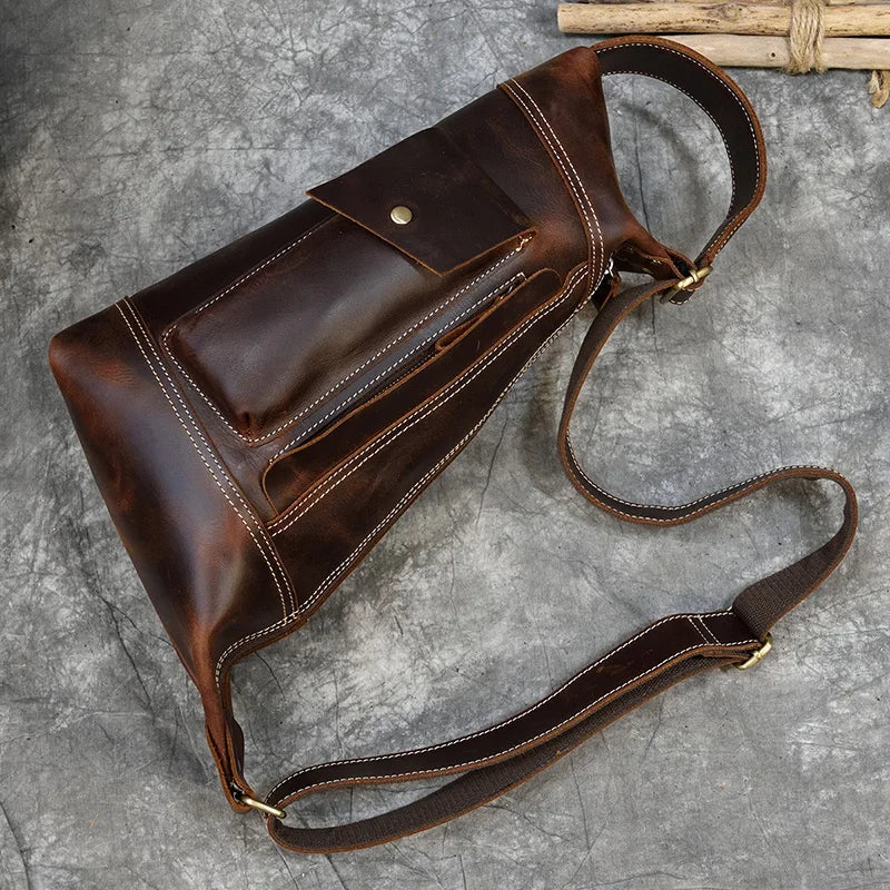 Genuine Leather Backpack Crazy Horse Leather Daypack