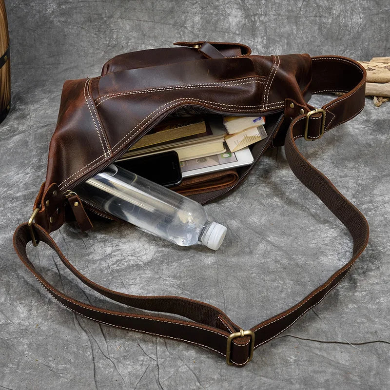 Genuine Leather Backpack Crazy Horse Leather Daypack