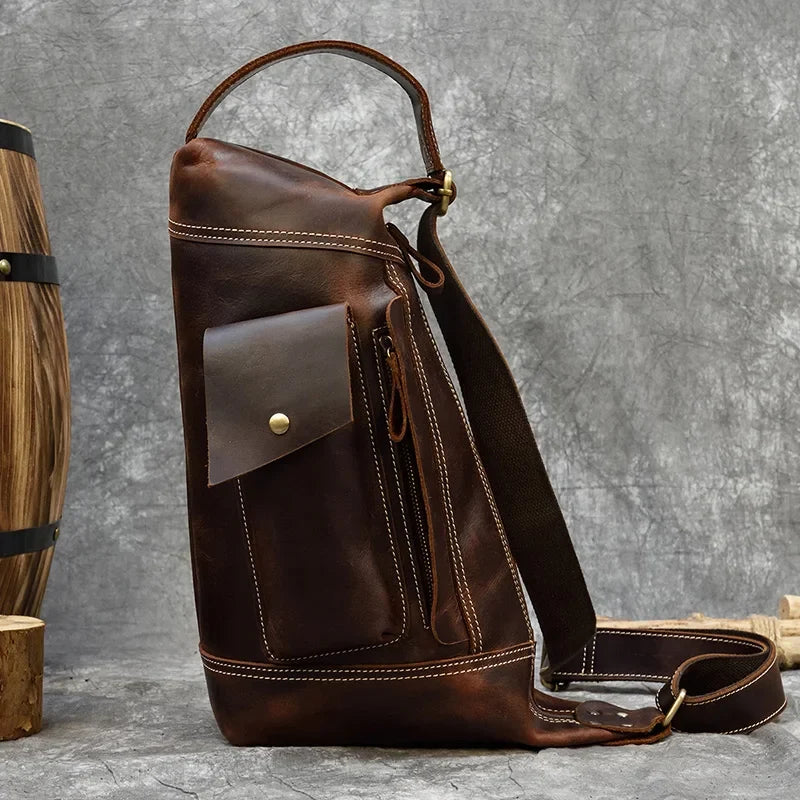 Genuine Leather Backpack Crazy Horse Leather Daypack