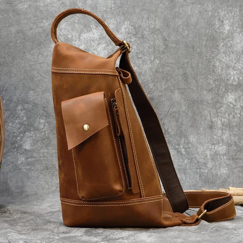 Genuine Leather Backpack Crazy Horse Leather Daypack