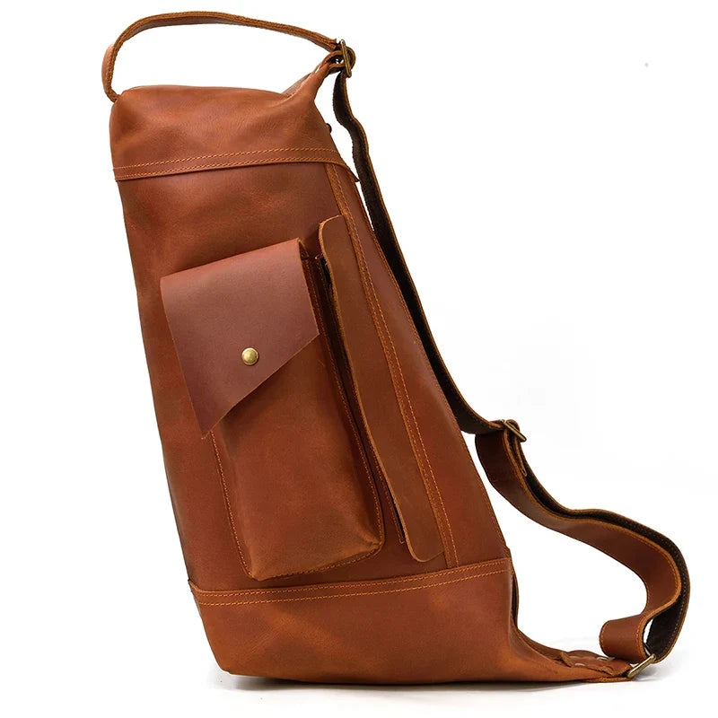 Genuine Leather Backpack Crazy Horse Leather Daypack