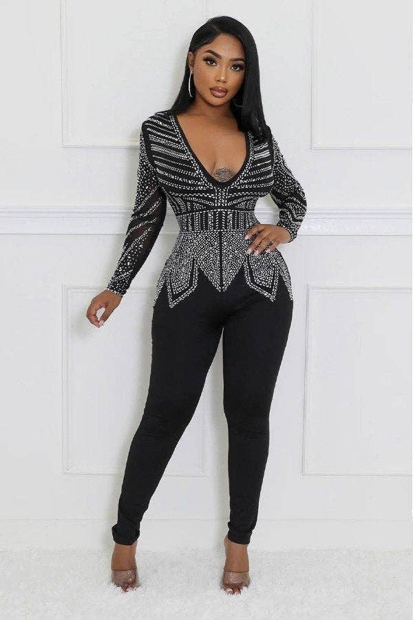 De Sepreso Boxy V-neck Contour Bodysuit- Black