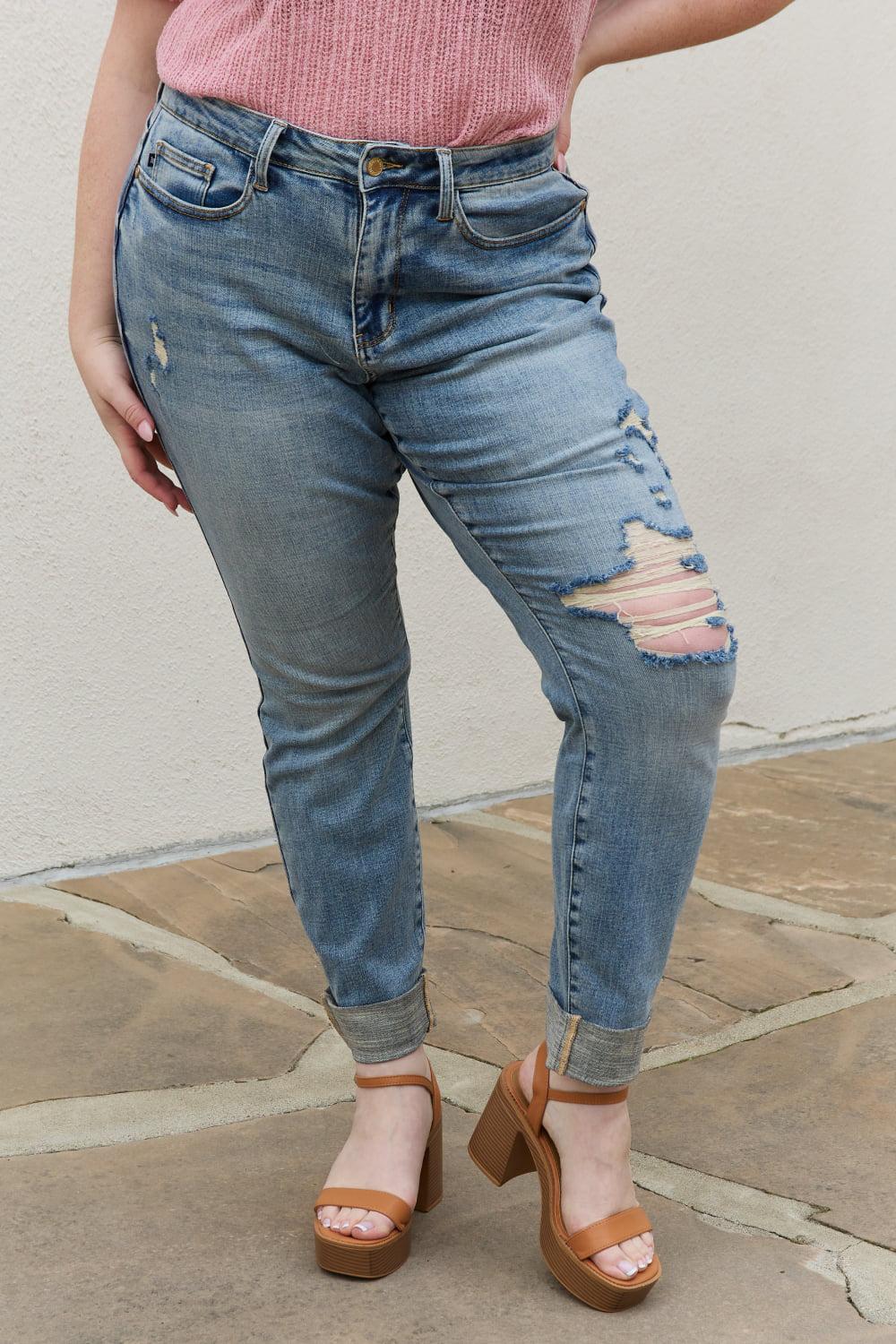 Blue Zone Planet |  Judy Blue Macy Full Size Mid Rise Boyfriend Jeans