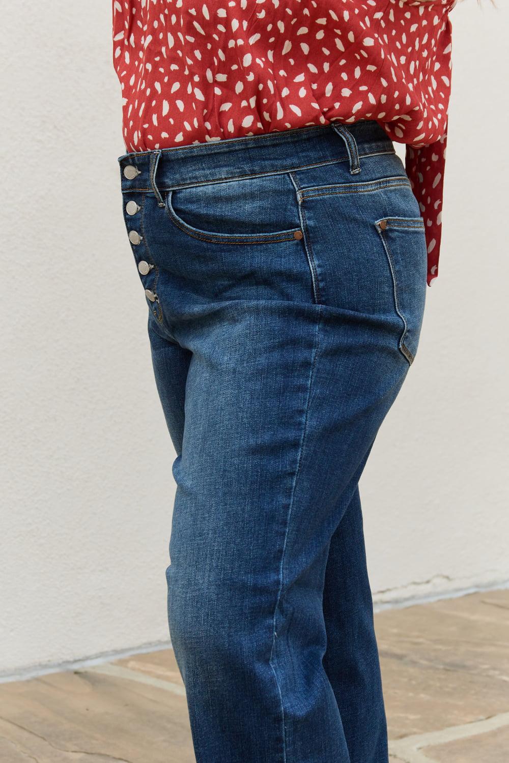 Blue Zone Planet |  Judy Blue Pauline Full Size High Waisted Button Fly Wide Leg Jeans