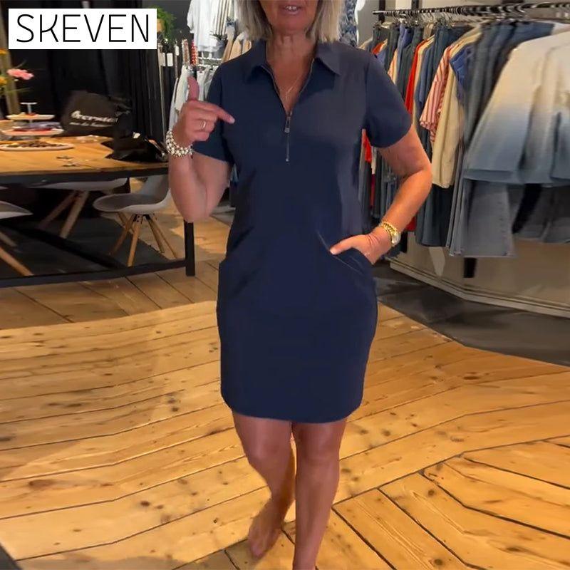 Lapel Zipper Dress