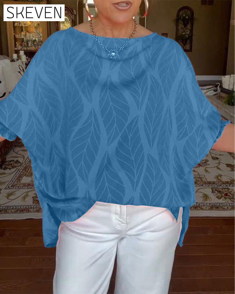 Round Neck Loose Print Blouse
