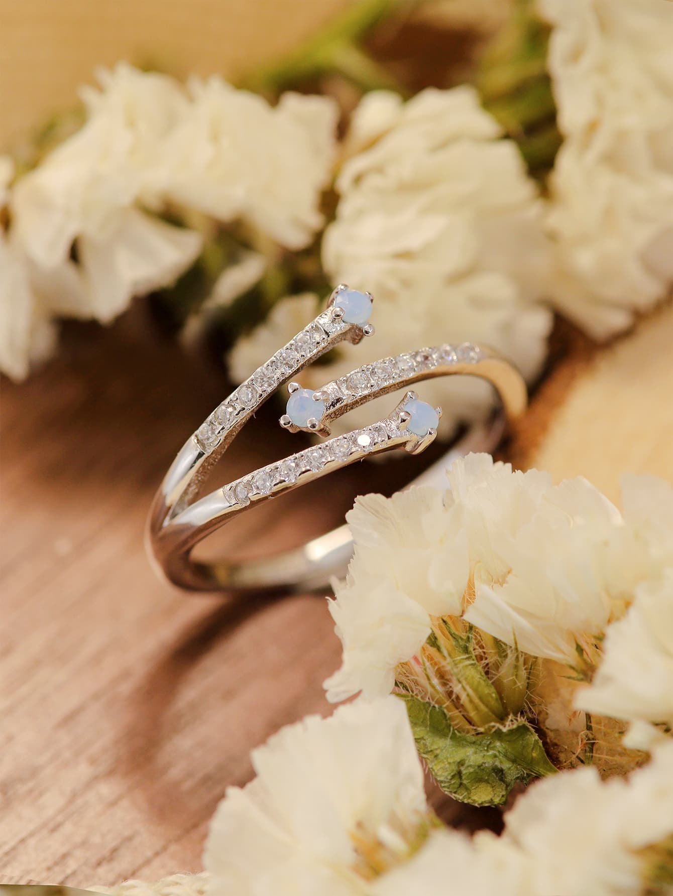Blue Zone Planet |  Moonstone Platinum-Plated Ring