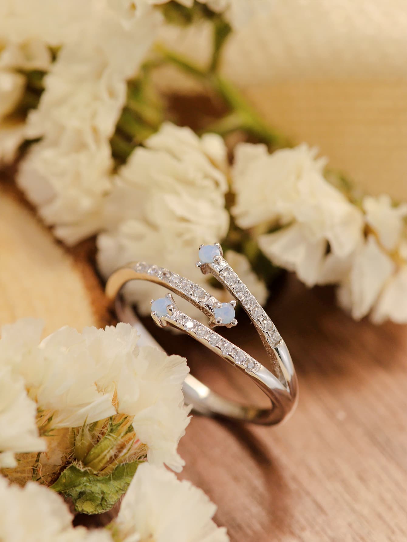 Blue Zone Planet |  Moonstone Platinum-Plated Ring