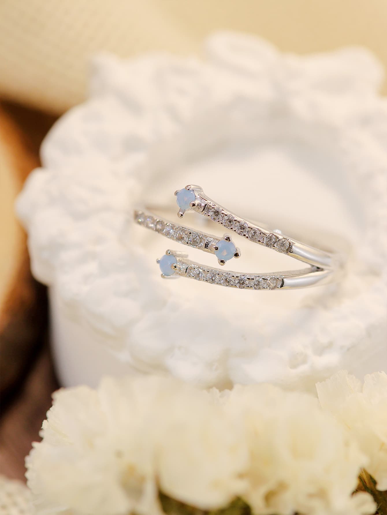 Blue Zone Planet |  Moonstone Platinum-Plated Ring