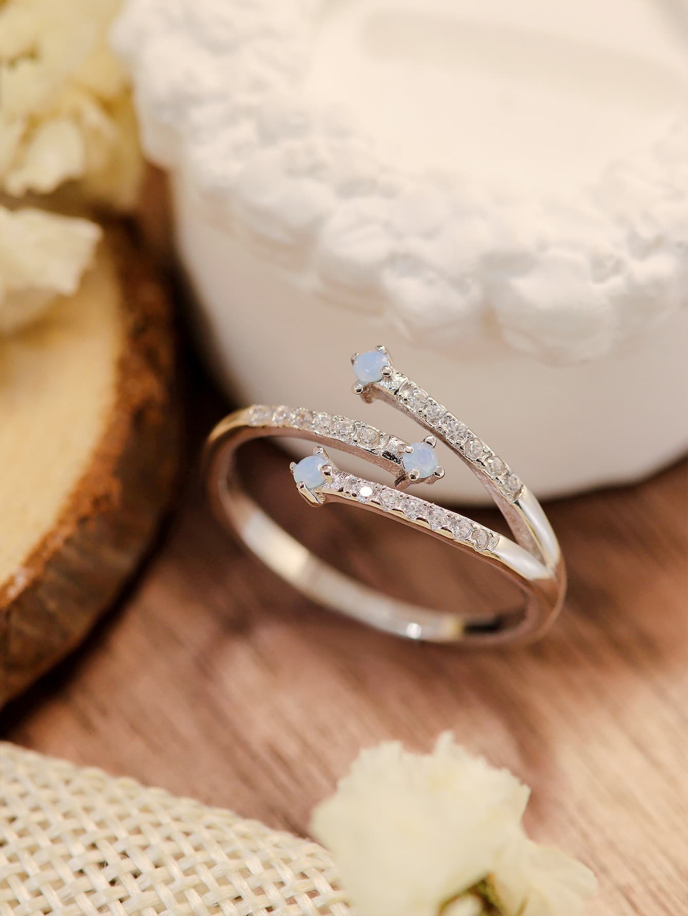 Blue Zone Planet |  Moonstone Platinum-Plated Ring