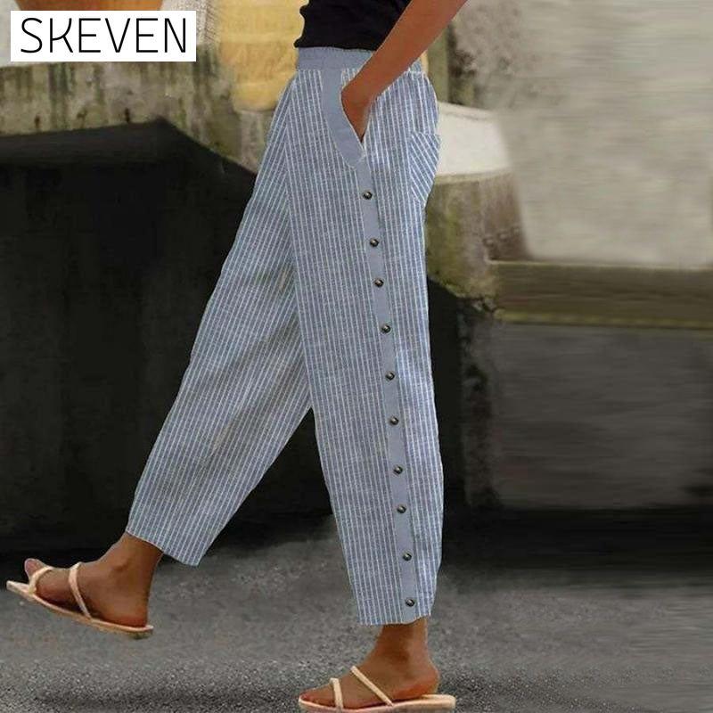 Casual Striped Trousers Blue best Best Sellings bottoms clothes pants Plus Size Sale Topseller