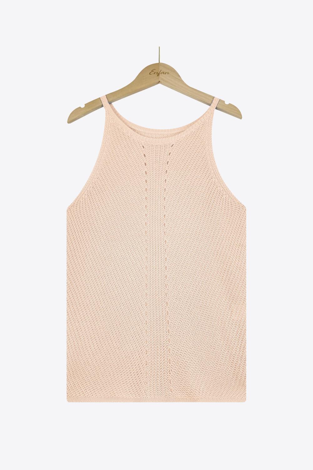 Tanktop mit durchbrochenem griechischem Halsausschnitt