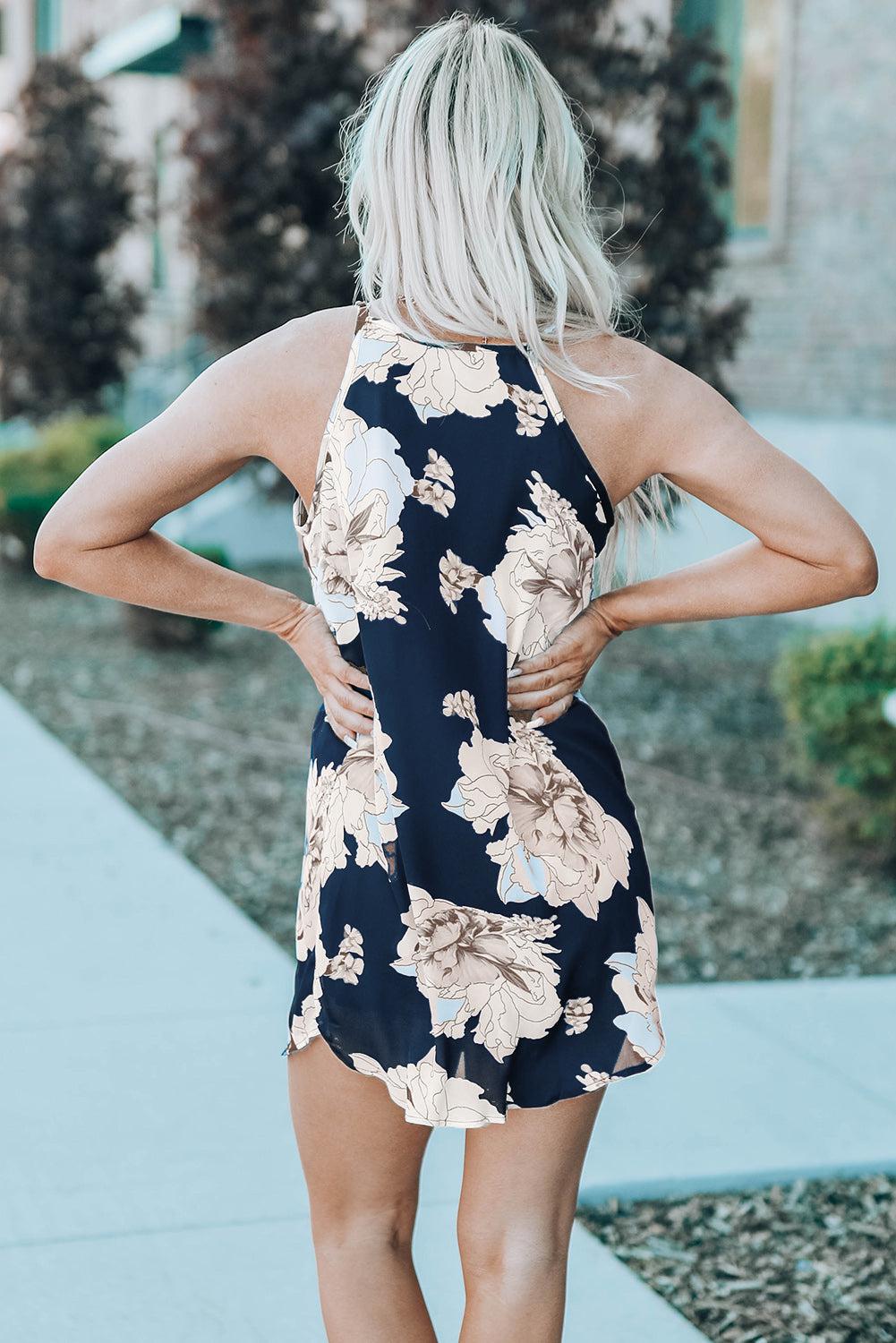 Ärmelloses Kleid mit Pfingstrosenmuster