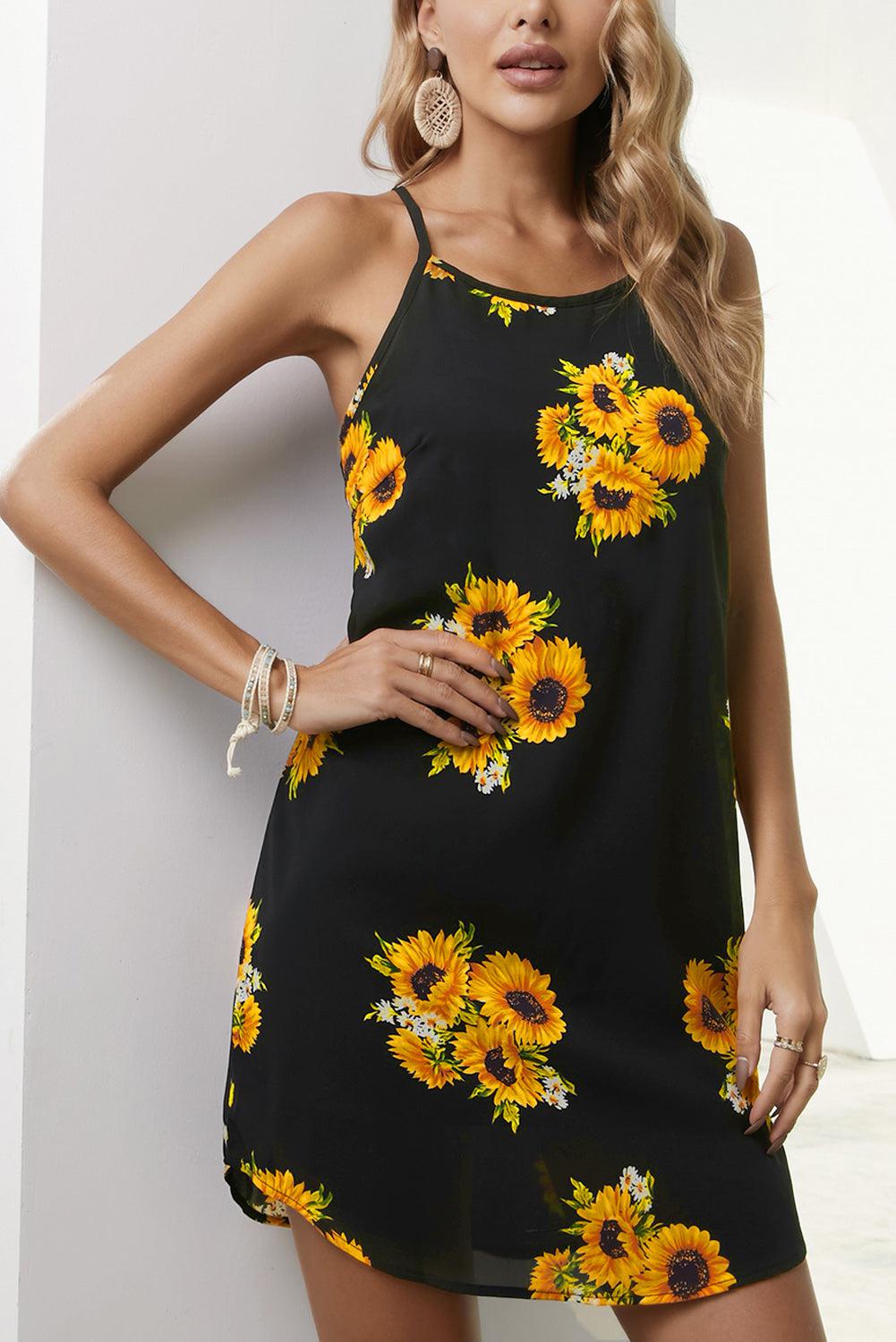 Ärmelloses Kleid mit Pfingstrosenmuster
