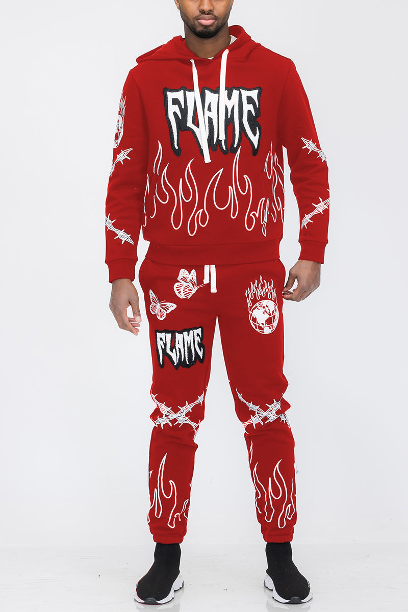 Chenille Flame Sweat Suit – Cotton Blend Track Suit