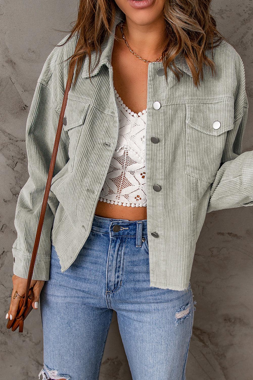 Blue Zone Planet | Cordjacke mit offenem Saum, Knopfleiste und Taschen