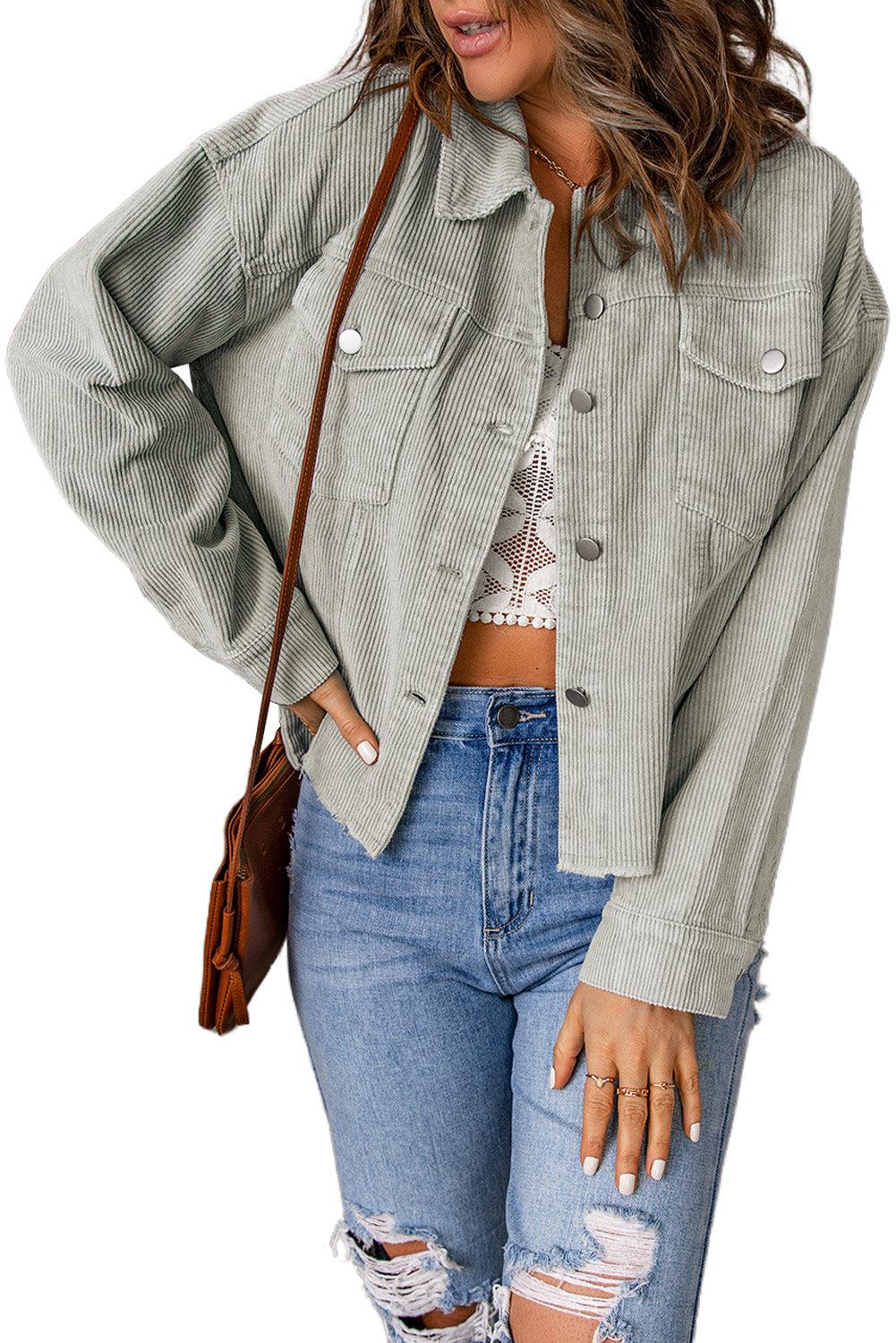Blue Zone Planet | Cordjacke mit offenem Saum, Knopfleiste und Taschen