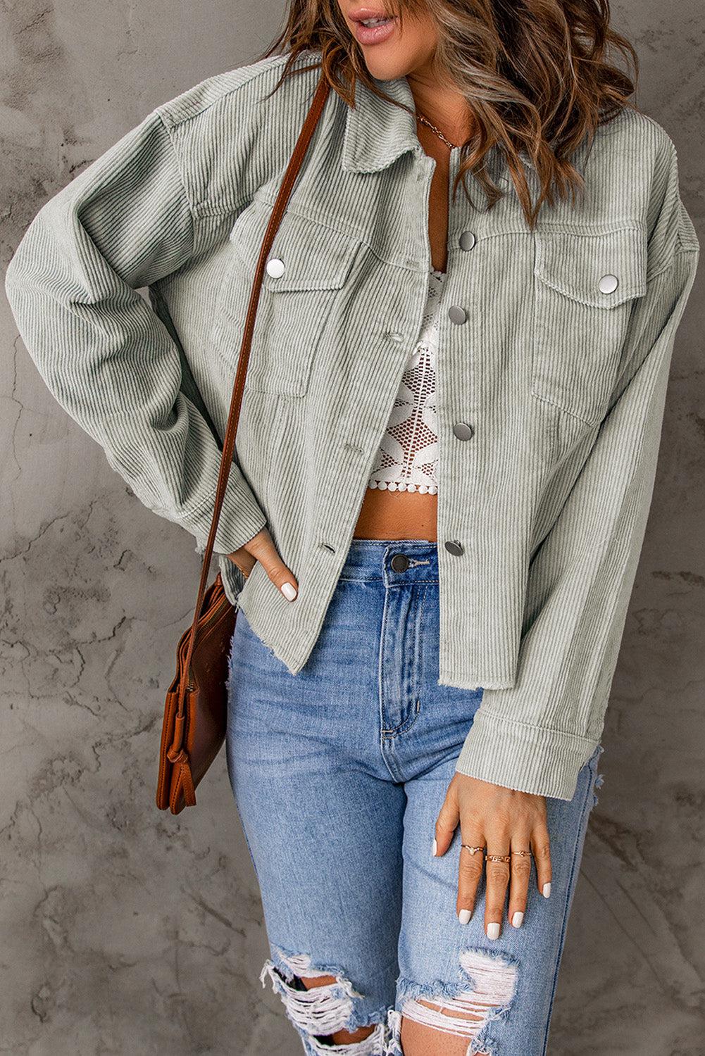 Blue Zone Planet | Cordjacke mit offenem Saum, Knopfleiste und Taschen