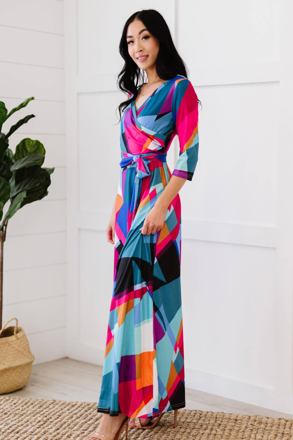 Blue Zone Planet | Retro Shapeshifter Geometrisches Maxikleid