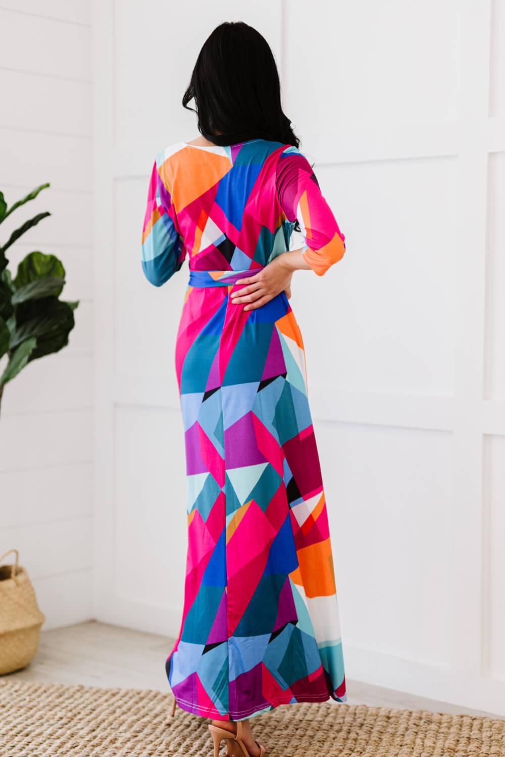 Blue Zone Planet | Retro Shapeshifter Geometrisches Maxikleid