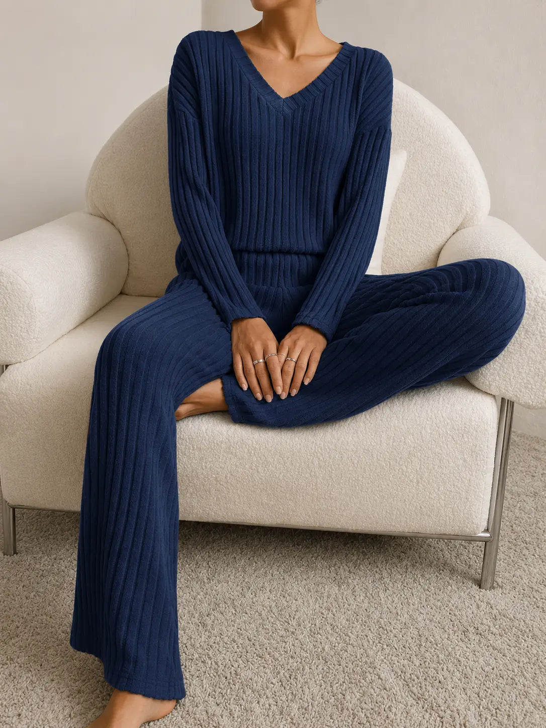 Ribbed Knit Lounge Set – LÁVINE™ Cozy Two-Piece Outfit for Women