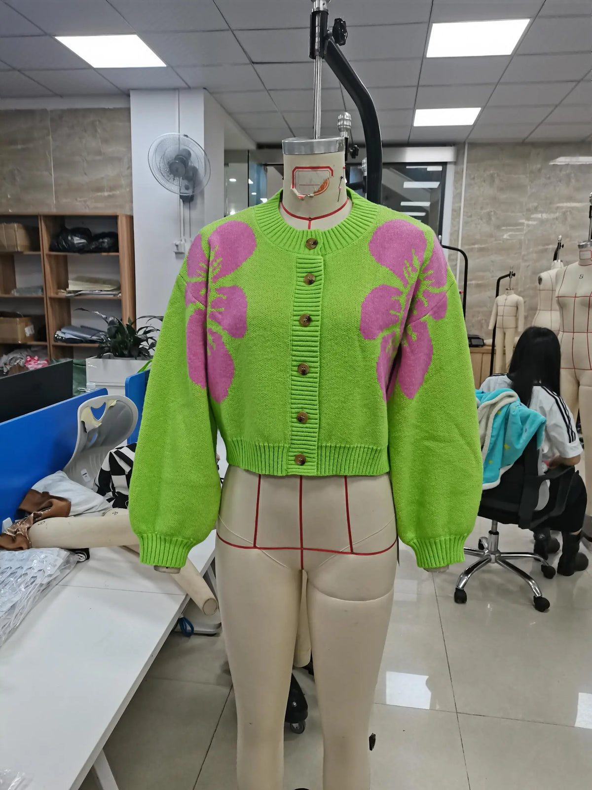 Women's Autumn Winter Sweater Cardigan Fashion Long Sleeve O Neck Button Up Flower Print Knitwear Vintage Streetwear