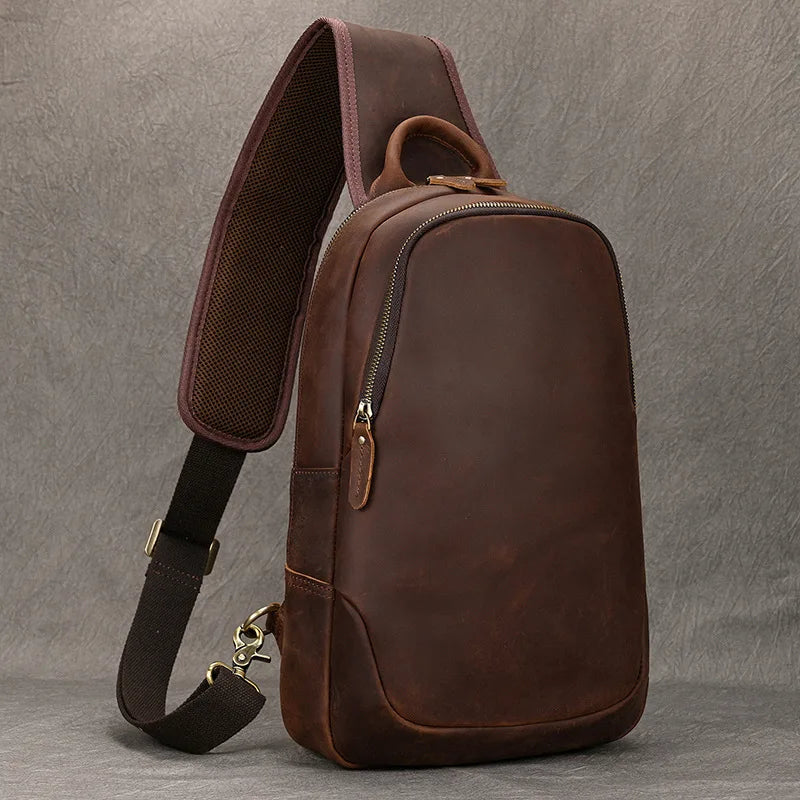 Quality Leather Mens Sling Shoulder Bag for Travel