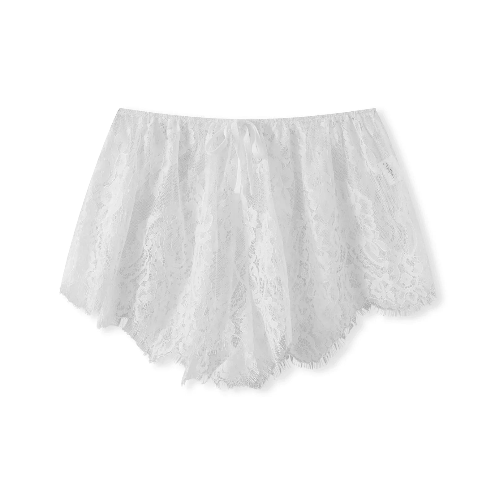 VacationGrabs Women’s Solid Color Lace See Through Shorts Casual Elastic Waist Wide Leg Lingerie Shorts Summer Lounge Bottoms
