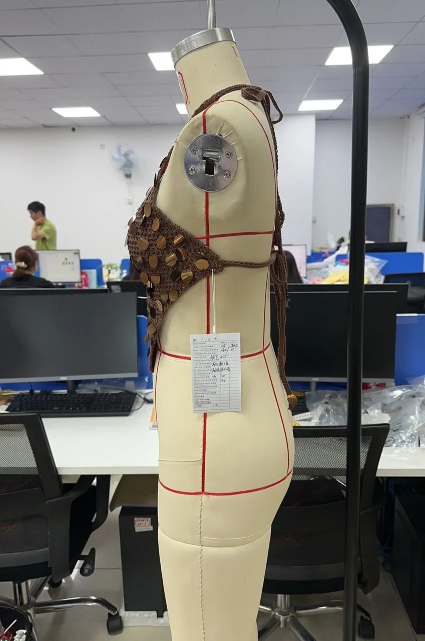 VacationGrabs Women Y2K Sequin Knit Tank Top Sparkle Halter Crochet Cami Top Sleeveless V Neck Open Back Glitter Camisole Clubwear