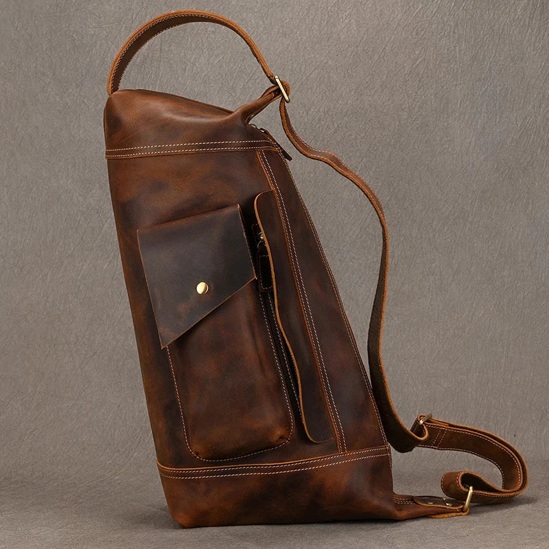 Genuine Leather Backpack Crazy Horse Leather Daypack
