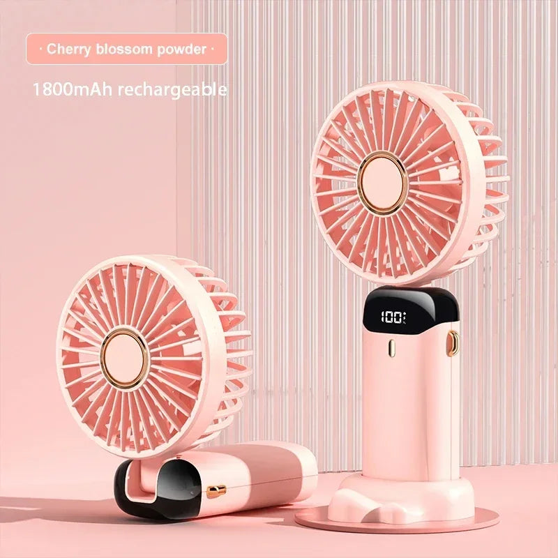 Portable Mini Handheld Fan USB Rechargeable 5-Speed with Phone Stand