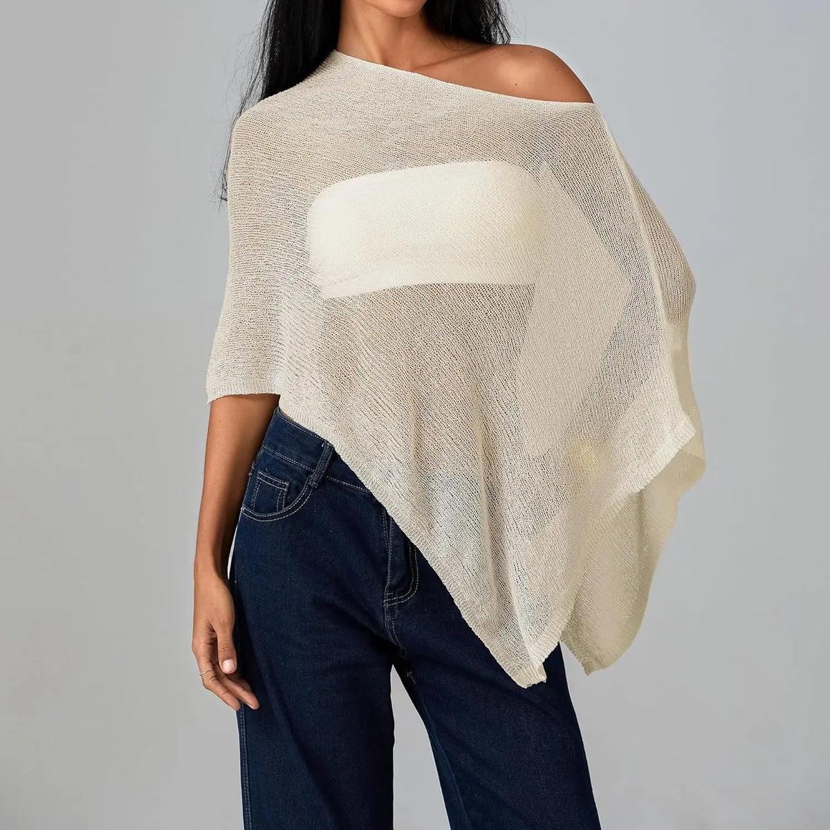 hirigin Sheer Knitted Beach Poncho Cover Up for Women Lightweight Ponchos Capes Stylish Beachwear Swimwear Shawl Wraps