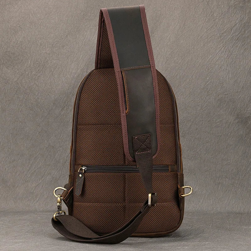 Quality Leather Mens Sling Shoulder Bag for Travel