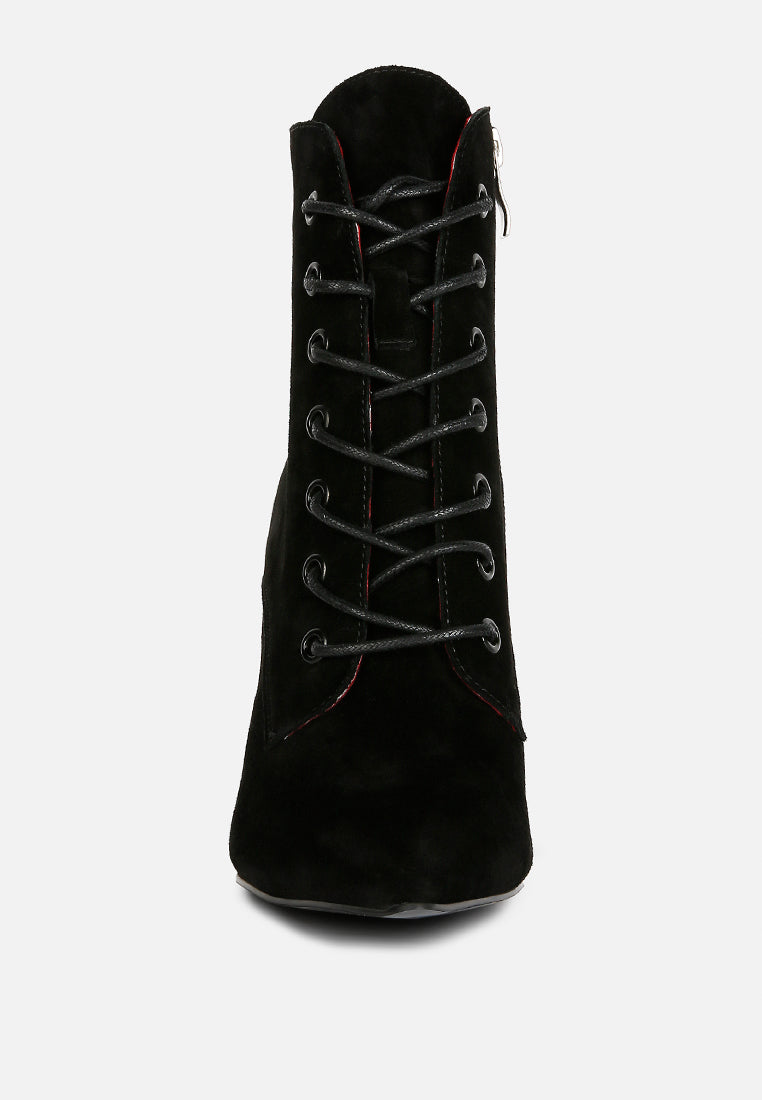 Sulfur Suede Leather Stiletto Ankle Boot
