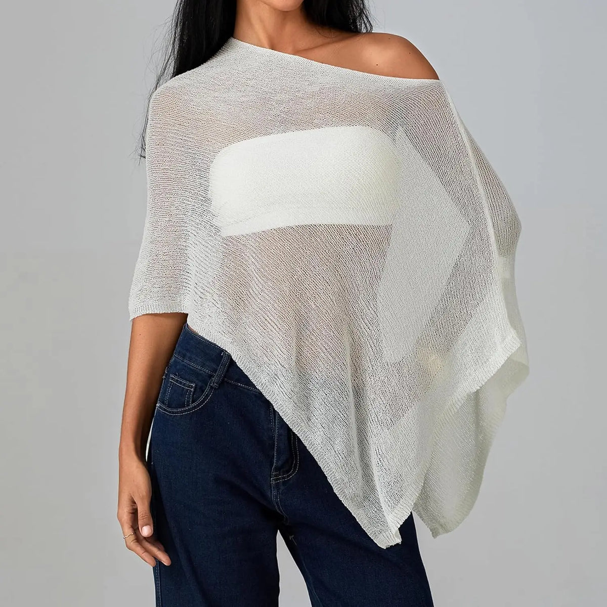 hirigin Sheer Knitted Beach Poncho Cover Up for Women Lightweight Ponchos Capes Stylish Beachwear Swimwear Shawl Wraps
