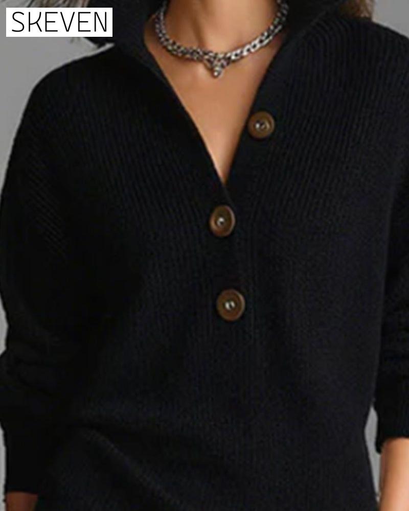 Lässiges, einfarbiges Strickkleid für Herbst und Winter