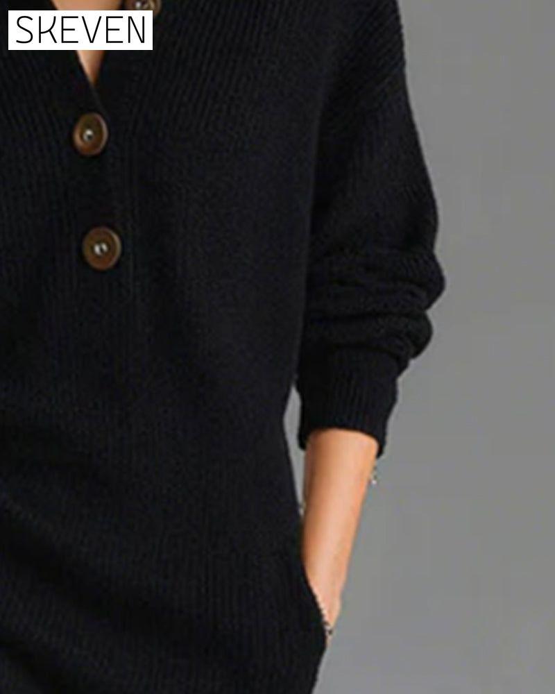 Lässiges, einfarbiges Strickkleid für Herbst und Winter