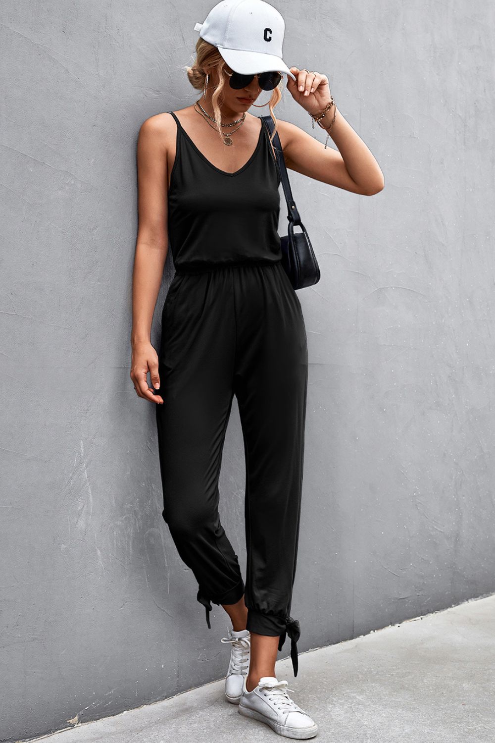 Blue Zone Planet | Jumpsuit mit Spaghettiträgern und Bindebündchen