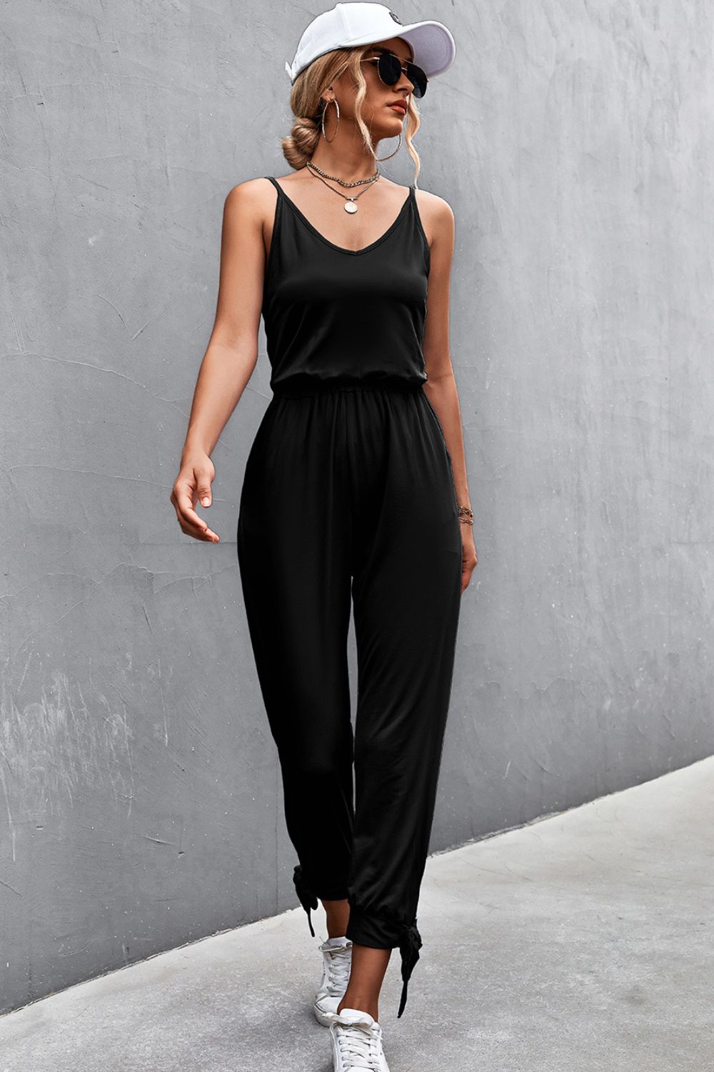Blue Zone Planet | Jumpsuit mit Spaghettiträgern und Bindebündchen