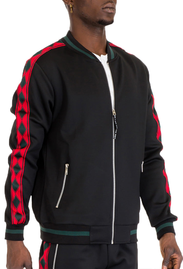 Diamond Tape Track Jacket | Zip-Up Athletic Jacket