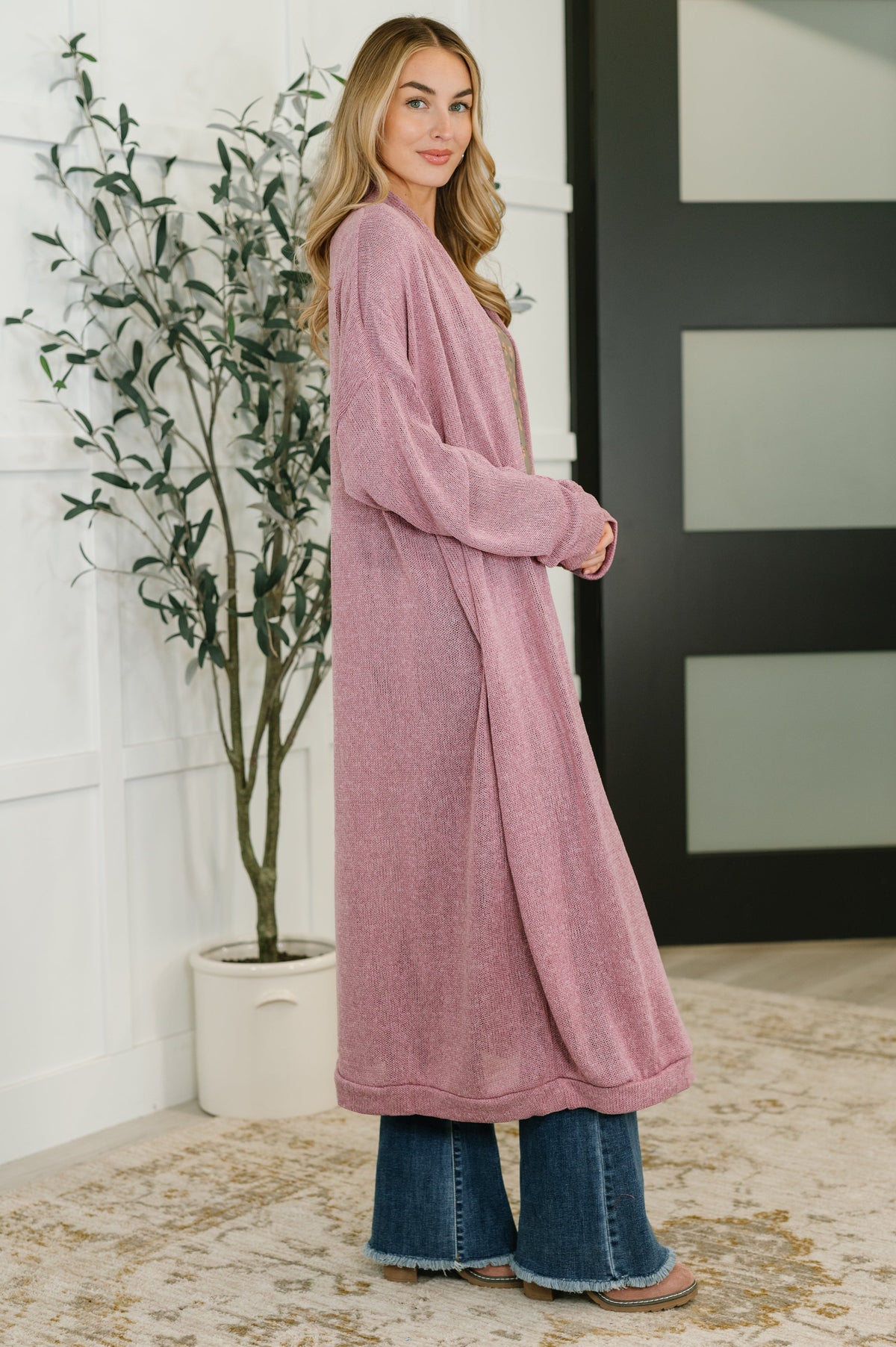 Travel Hideaway Open Front Cardigan in Cashmere Rose